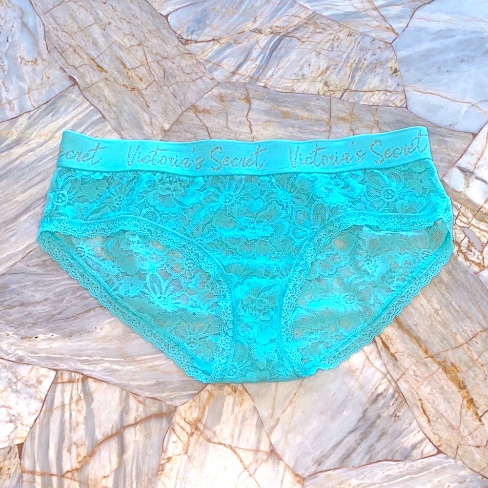 Victoria's Secret Aqua Lace Panty Medium